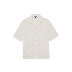 REISS Sid Chevron-Crochet Cuban-Collar Shirt